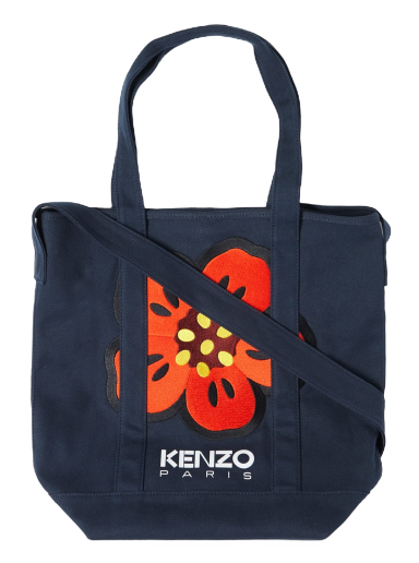 Голяма пазарска чанта KENZO Flower Logo Tote Bag Navy Blue Тъмно синьо | FD65SA901F34-76