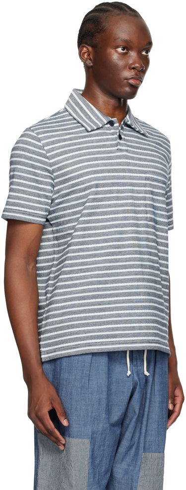 Поло тениска Universal Works Universal Works Newlyn Striped Polo Синьо | P3088, 1