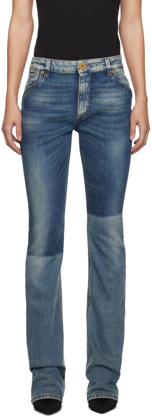 Дънки Balmain Western Bootcut Jeans Тъмно синьо | CF1MJ125DD98