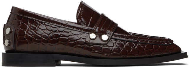 Patent Croc-Embossed Studded Loafers