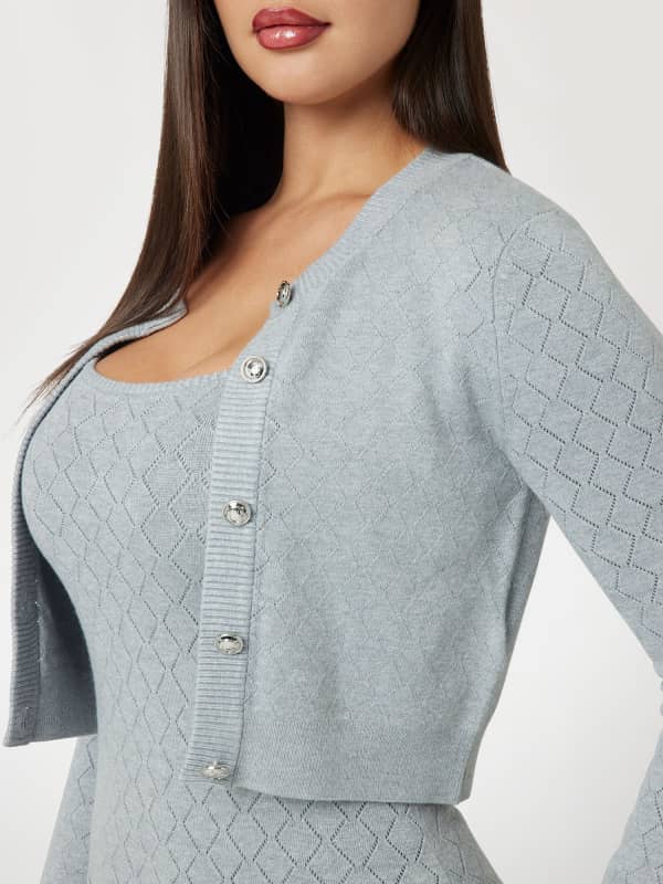 Пуловер GUESS Open-Knit Cropped Cardigan Синьо | W5RR23Z2YJ2, 0