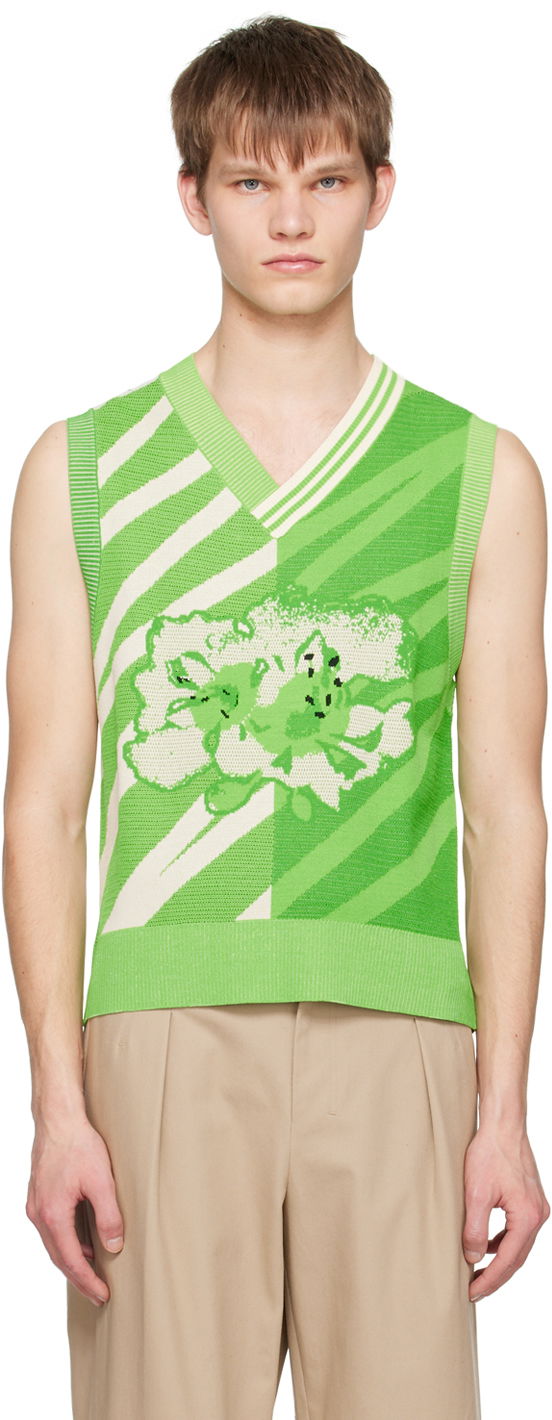 Пуловер Feng Chen Wang Feng Chen Wang Floral Knit Vest Зелено | FUS15KT07G, 0