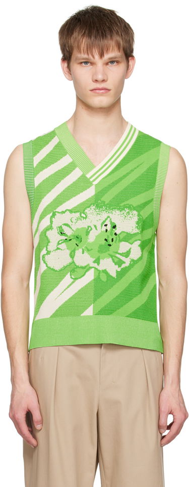Пуловер Feng Chen Wang Feng Chen Wang Floral Knit Vest Зелено | FUS15KT07G, 0