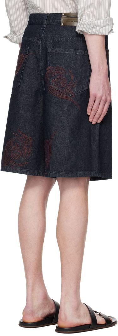 Къси панталони Dries Van Noten Dries Van Noten Embroidered Denim Shorts Синьо | 251-080918-1554, 2