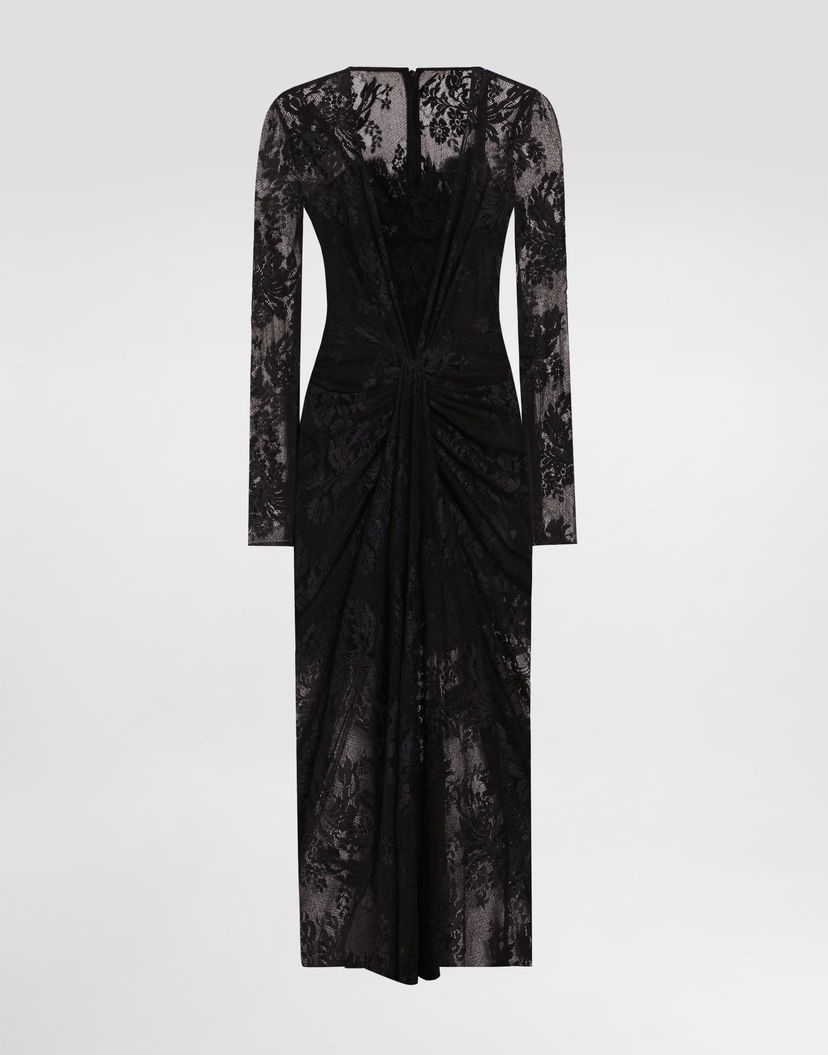 Pокля Dolce & Gabbana Dolce & Gabbana Floral Lace Midi Dress Черно | F6TOITFLUCPN0000