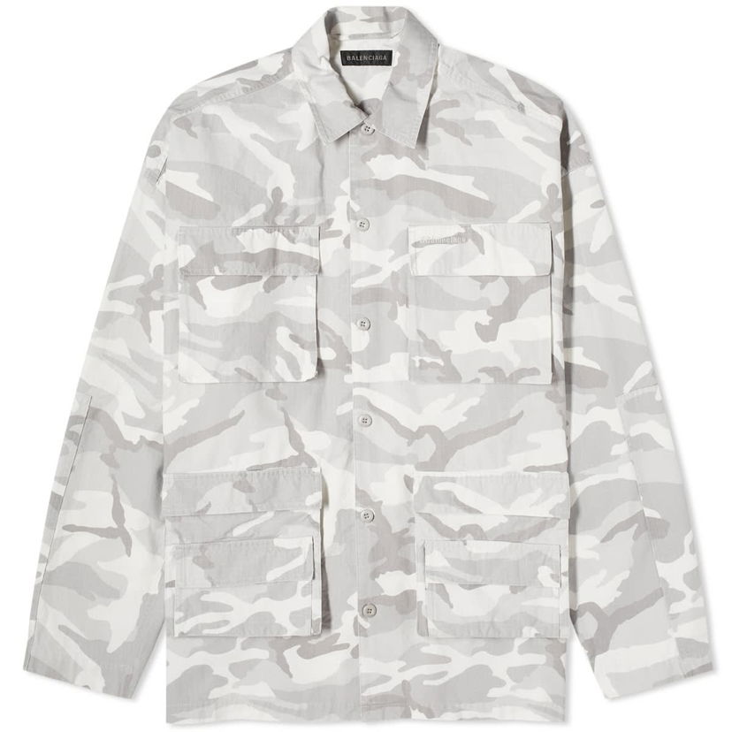 Яке Balenciaga Camo Cargo Shirt Jacket Сиво | 681008-TQLA7-1400