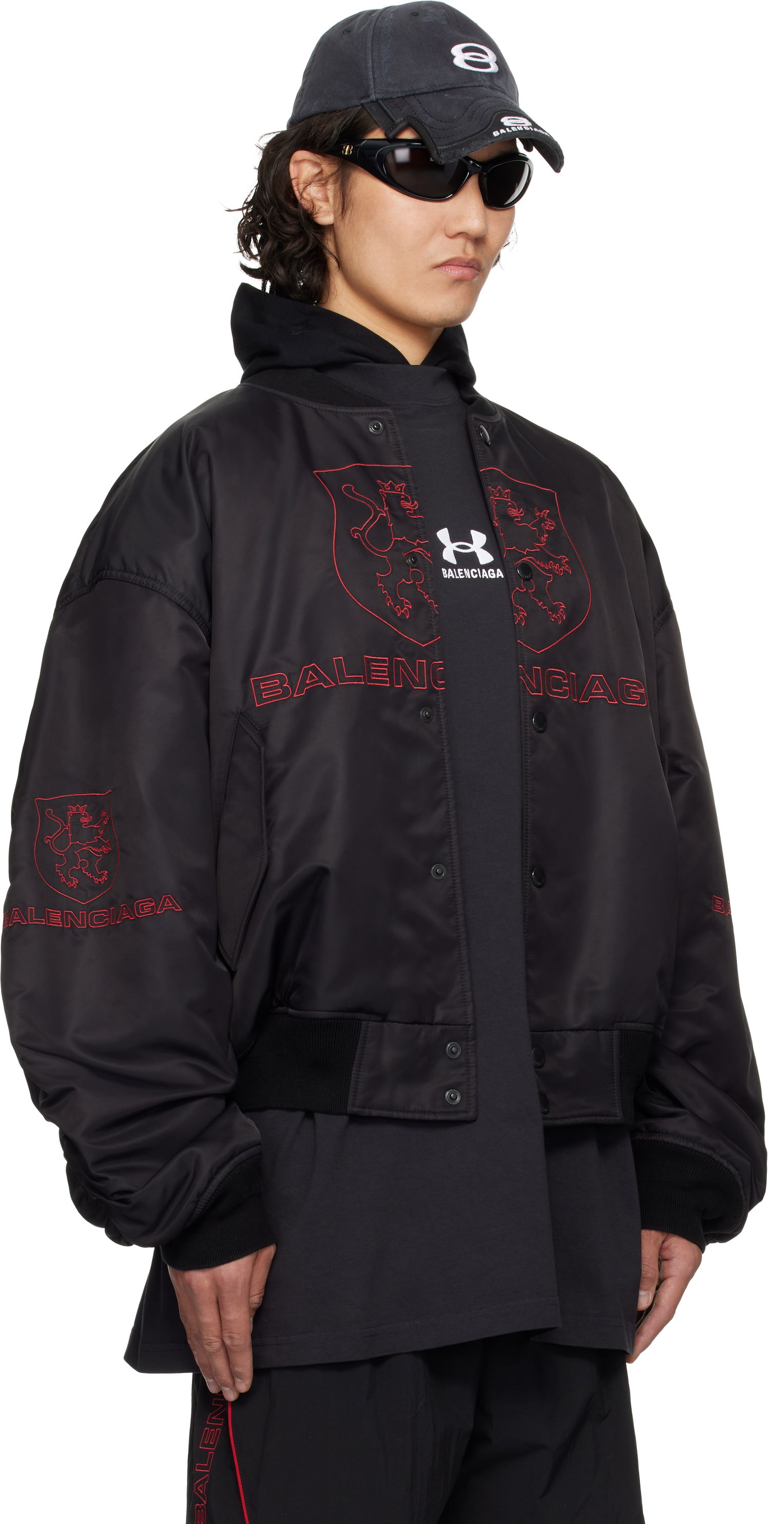 Яке бомбър Balenciaga Balenciaga Lion Club Varsity Bomber Jacket Черно | 814123TRO51, 1