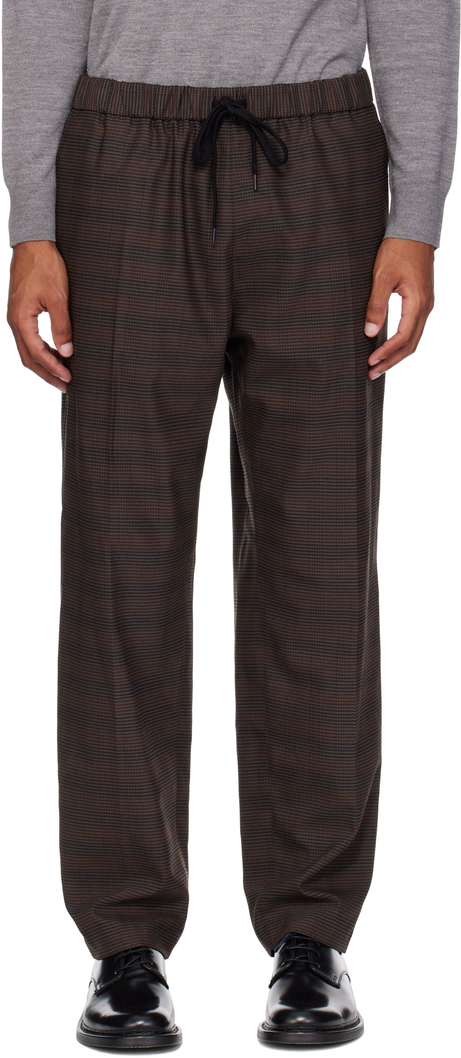 Панталони Maison Margiela MM6 Maison Margiela Relaxed-Fit Glen Plaid Trousers Кафяво | SH0KA0028 M35475, 0