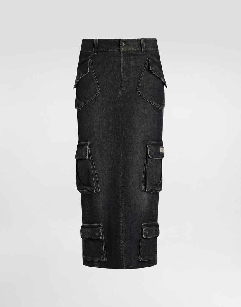 Пола Dolce & Gabbana Dolce & Gabbana Denim Cargo Midi Skirt Черно | F4DCSDG8OS4S9001