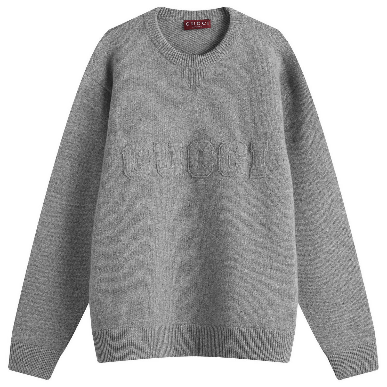 Пуловер Gucci Gucci Embossed Wool Crew Neck Knit Сиво | 811405-XKEKO-1200, 1
