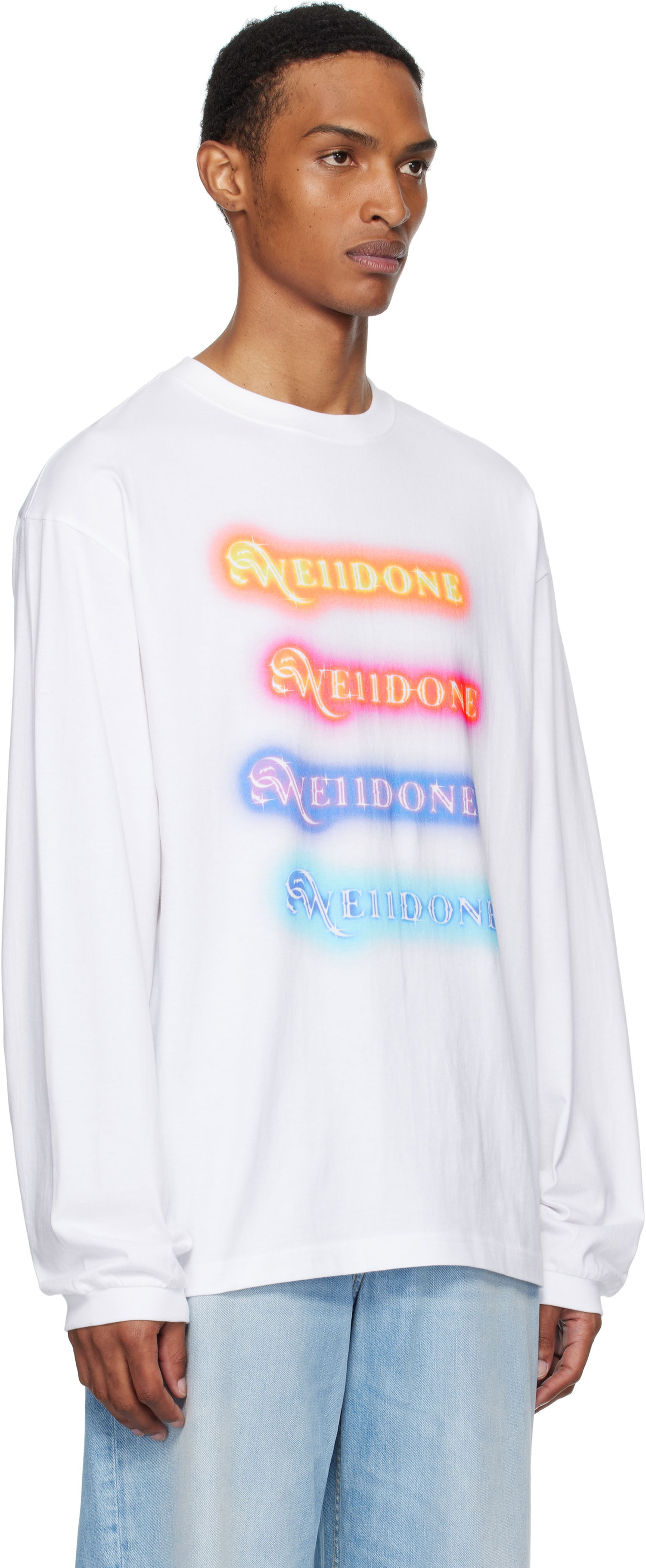 Тениска We11done We11done Neon Logo Long Sleeve Tee Бяло | WD-TT2-25-754-U-WH, 1