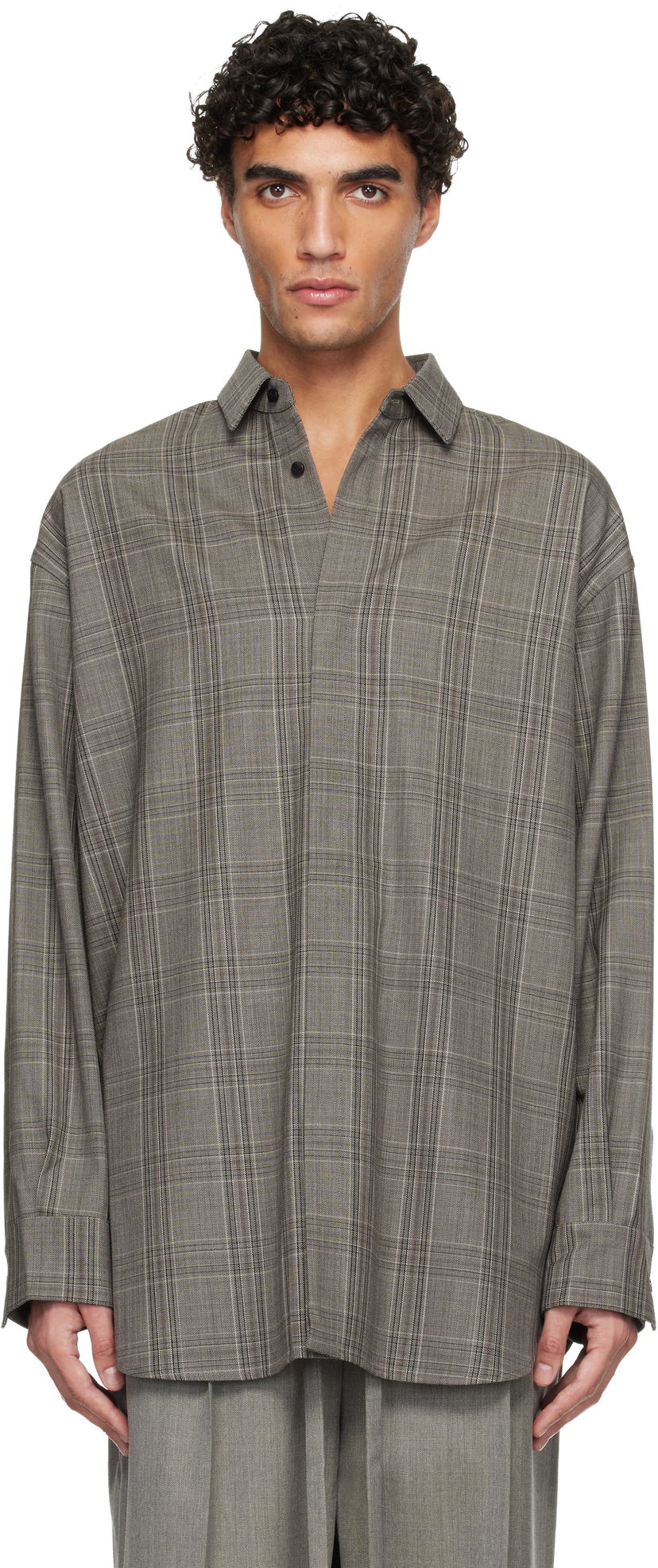 Риза Fear of God Fear of God Wool Relaxed Classic Plaid Shirt Сиво | FG25FW60-603HWH-293