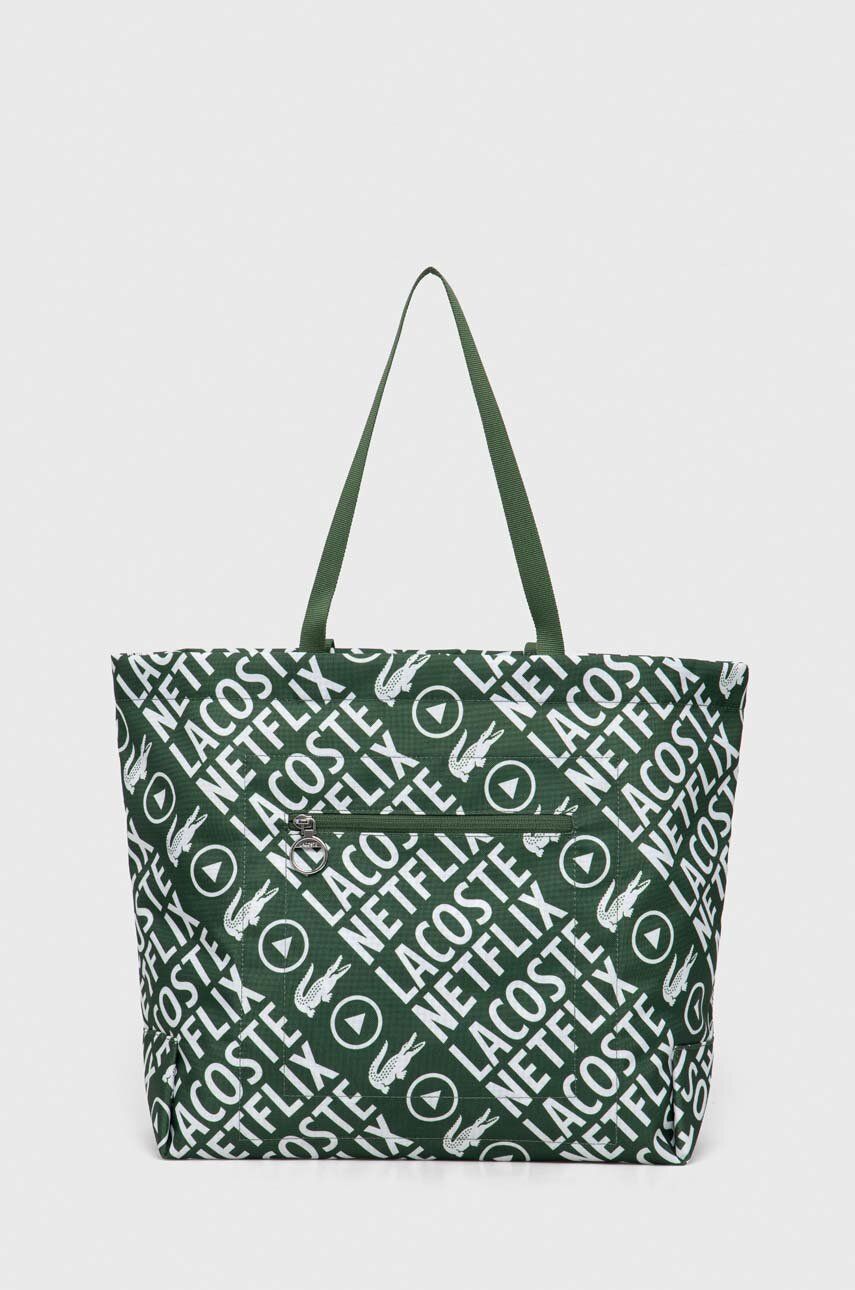 Голяма пазарска чанта Lacoste x Netflix Contrast Print Tote Зелено | NU4254FX, 0