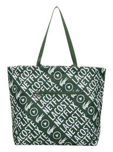 Голяма пазарска чанта Lacoste x Netflix Contrast Print Tote Зелено | NU4254FX