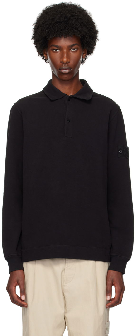 Поло тениска Stone Island Black Logo Patch Polo Черно | 8115649F7, 0