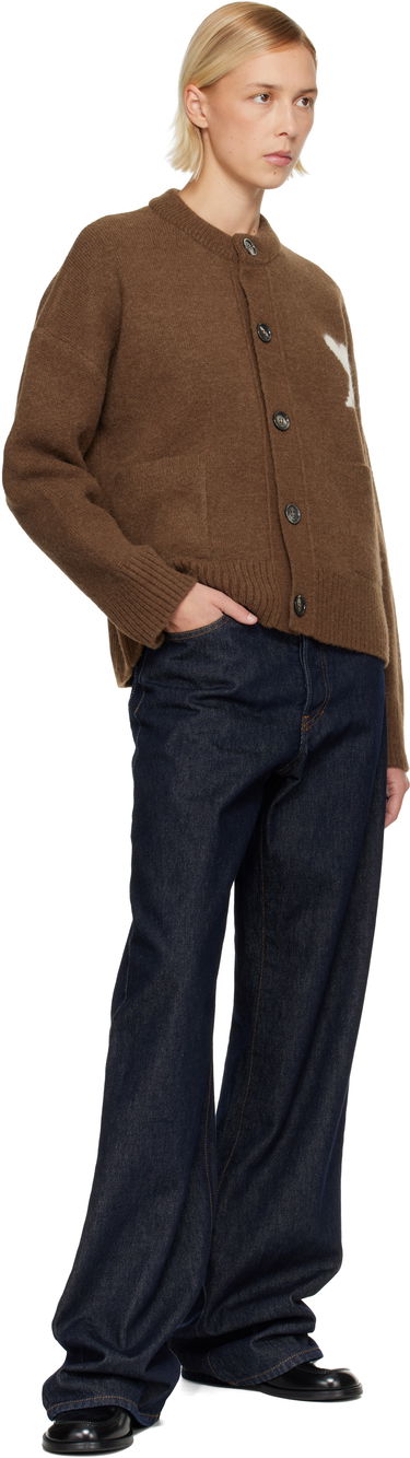 Пуловер AMI Alpaca Ami de Coeur Cardigan Кафяво | H25UKC366.KN0135, 3