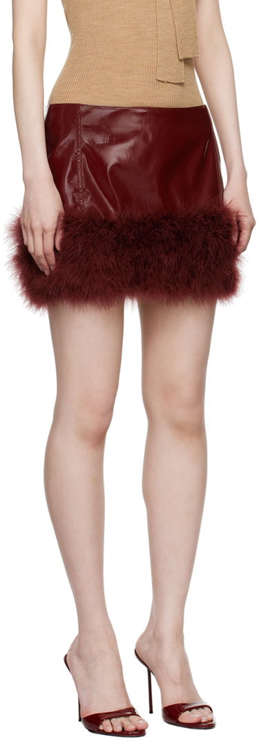 Пола Blumarine Blumarine Feather Faux-Leather Miniskirt Червено | A422G183A, 1