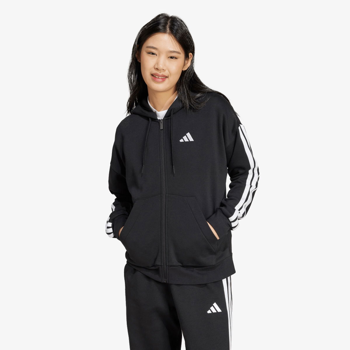 Суитчър adidas Originals 3-Stripes Full-Zip Hoodie Черно | JE1283, 1