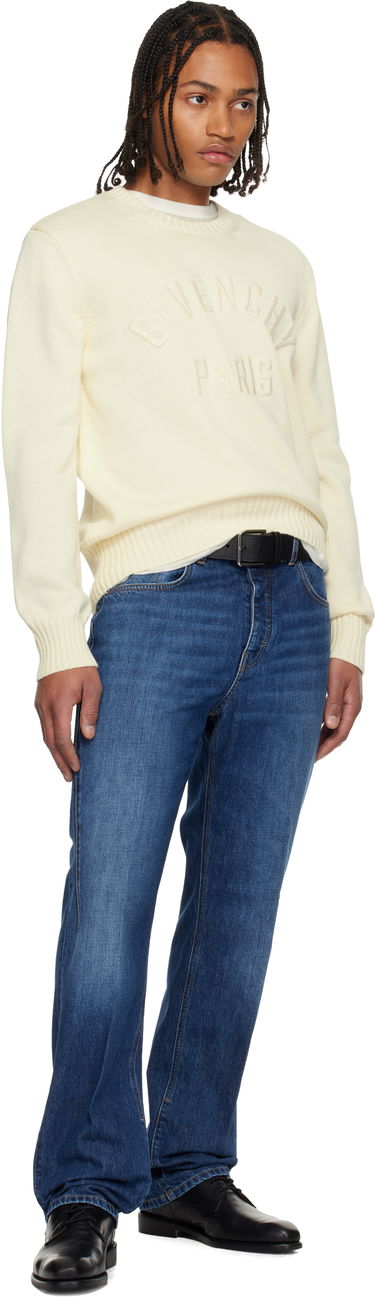 Пуловер Givenchy Embossed Lettering Cotton Knit Sweater Бяло | BM90W04YNM150, 3