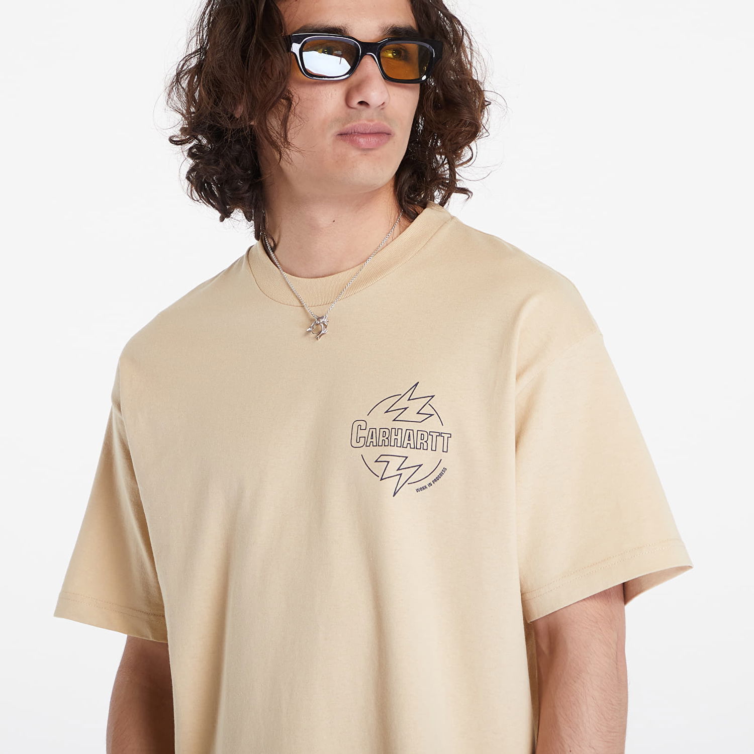 Тениска Carhartt WIP Ablaze T-Shirt - Cornsilk/Airforce Blue Бежово | I033639-2ARXX, 1
