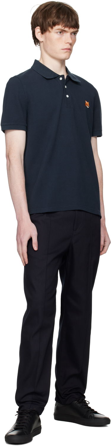 Поло тениска MAISON KITSUNÉ Maison Kitsuné Fox Head Patch Regular Fit Polo Тъмно синьо | PM00209KP0002, 3