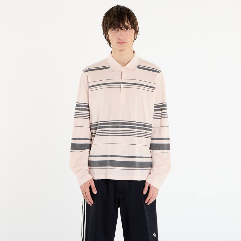 Поло тениска adidas Originals Wales Bonner Long-Sleeve Striped Polo Shirt Розово | KB2298