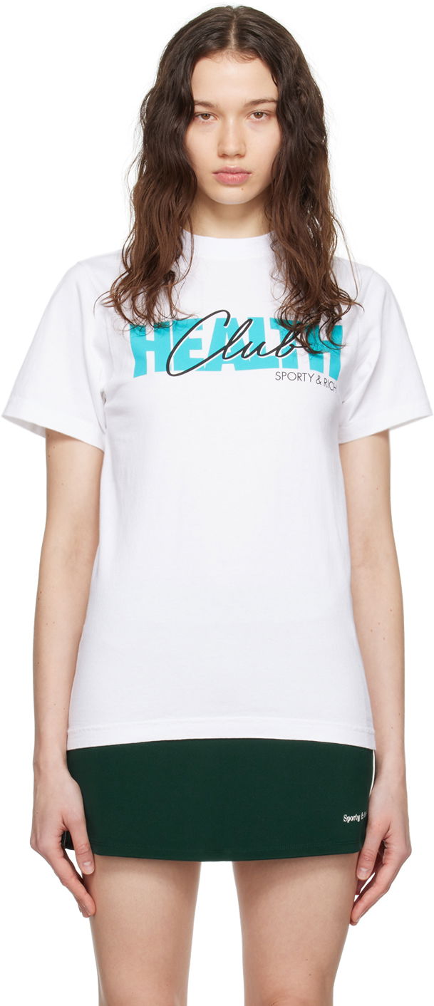 Тениска Sporty & Rich 80s Club T-Shirt Бяло | TSAW2361WH, 0