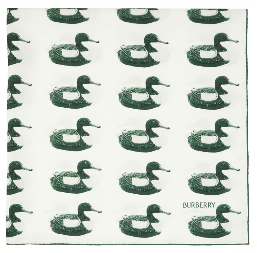 Шал Burberry Duck Print Scarf Green / White Бяло | 8077653