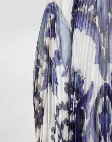 Pокля Dolce & Gabbana Dolce & Gabbana Majolica-Print Pleated Chiffon Dress Синьо | I6KH6WFSSK7HX3TN, 3