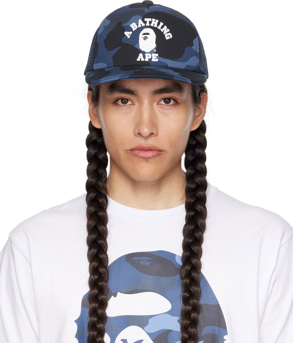 Шапка с козирка BAPE Camo College Cap Тъмно синьо | 001CPJ301011M, 0