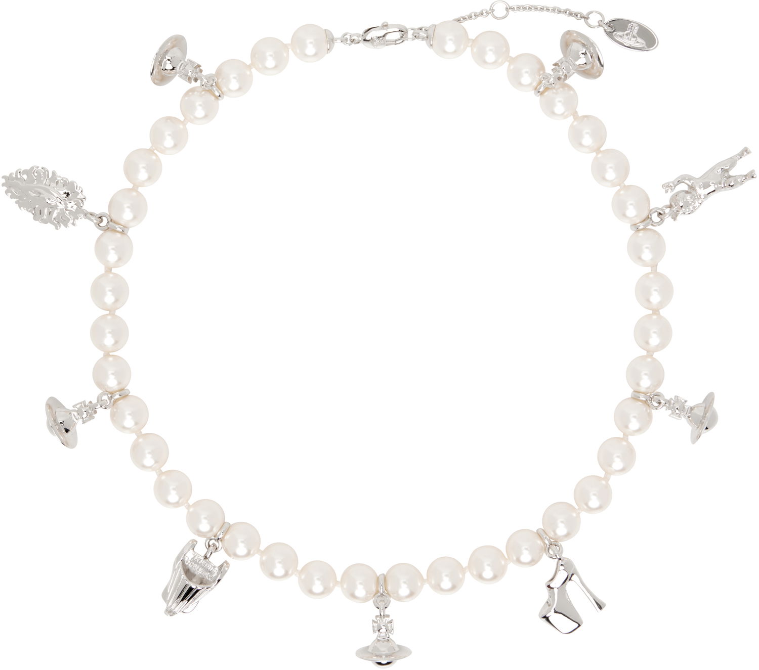 Колие Vivienne Westwood Pearl Necklace with Charms Металик | 63010131-02P103-, 0