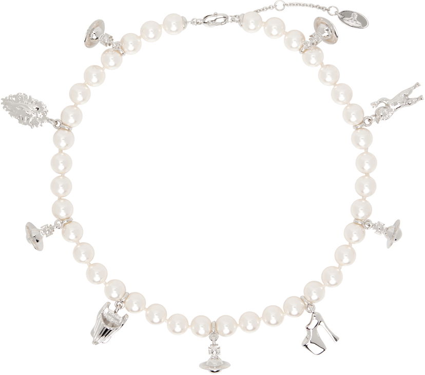 Колие Vivienne Westwood Pearl Necklace with Charms Металик | 63010131-02P103-