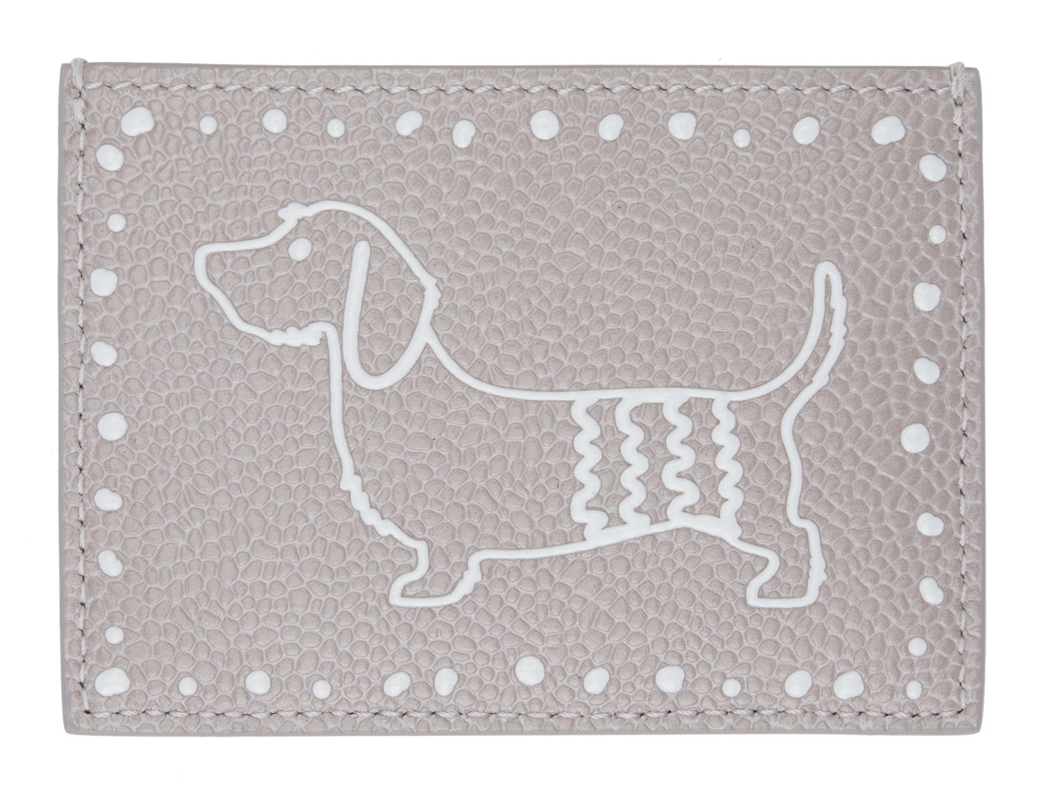 Портфейл Thom Browne Pebbled Leather Card Holder Сиво | UAW062A-00198, 0