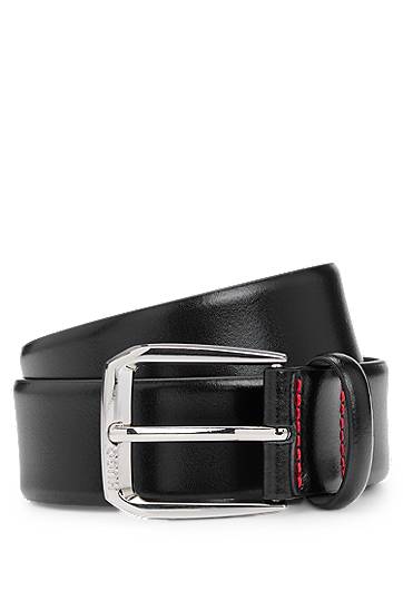 Колани BOSS Italian-leather belt with branded buckle Черно | 50522498