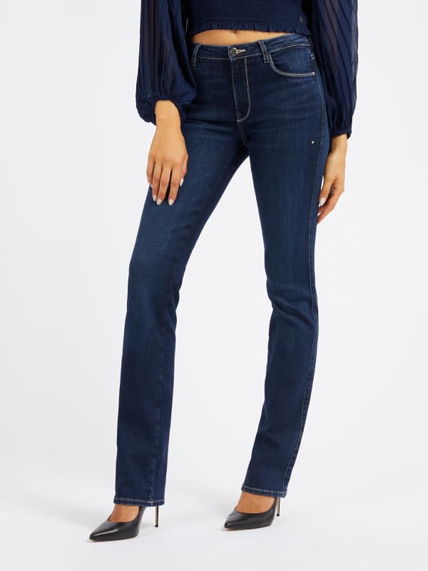 Дънки GUESS Mid Rise Straight Denim Pant Тъмно синьо | W4RA15D59F1, 0