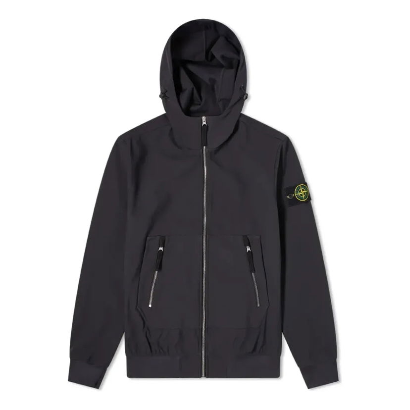 Яке Stone Island Soft Shell-R Hooded Jacket Черно | 741540727-V0020