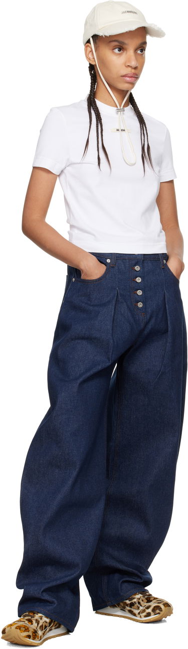 Панталони и дънки Jacquemus Blue Les Sculptures 'Le de-Nîmes Ovalo' Jeans Тъмно синьо | 24E241DE041-1513, 3