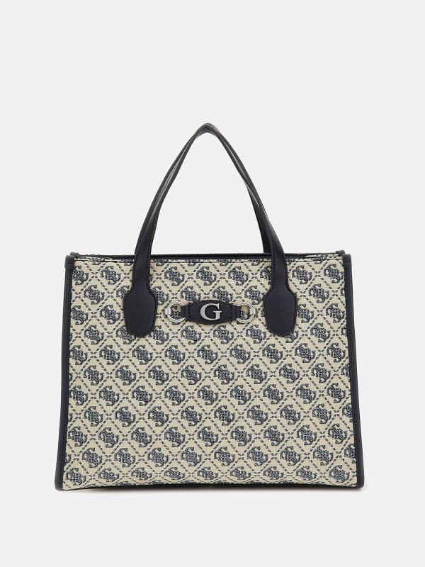 Голяма пазарска чанта GUESS Izzy 4G Logo Shopper Бежово | HWJY8654220, 0
