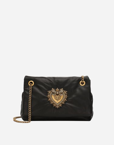 Чанта през рамо Dolce & Gabbana Medium Devotion Soft Leather Shoulder & Crossbody Bag Черно | BB7541AF98480999, 0