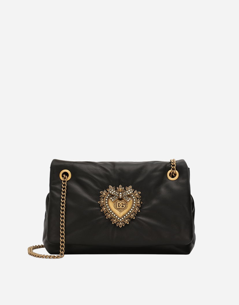 Чанта през рамо Dolce & Gabbana Medium Devotion Soft Leather Shoulder & Crossbody Bag Черно | BB7541AF98480999
