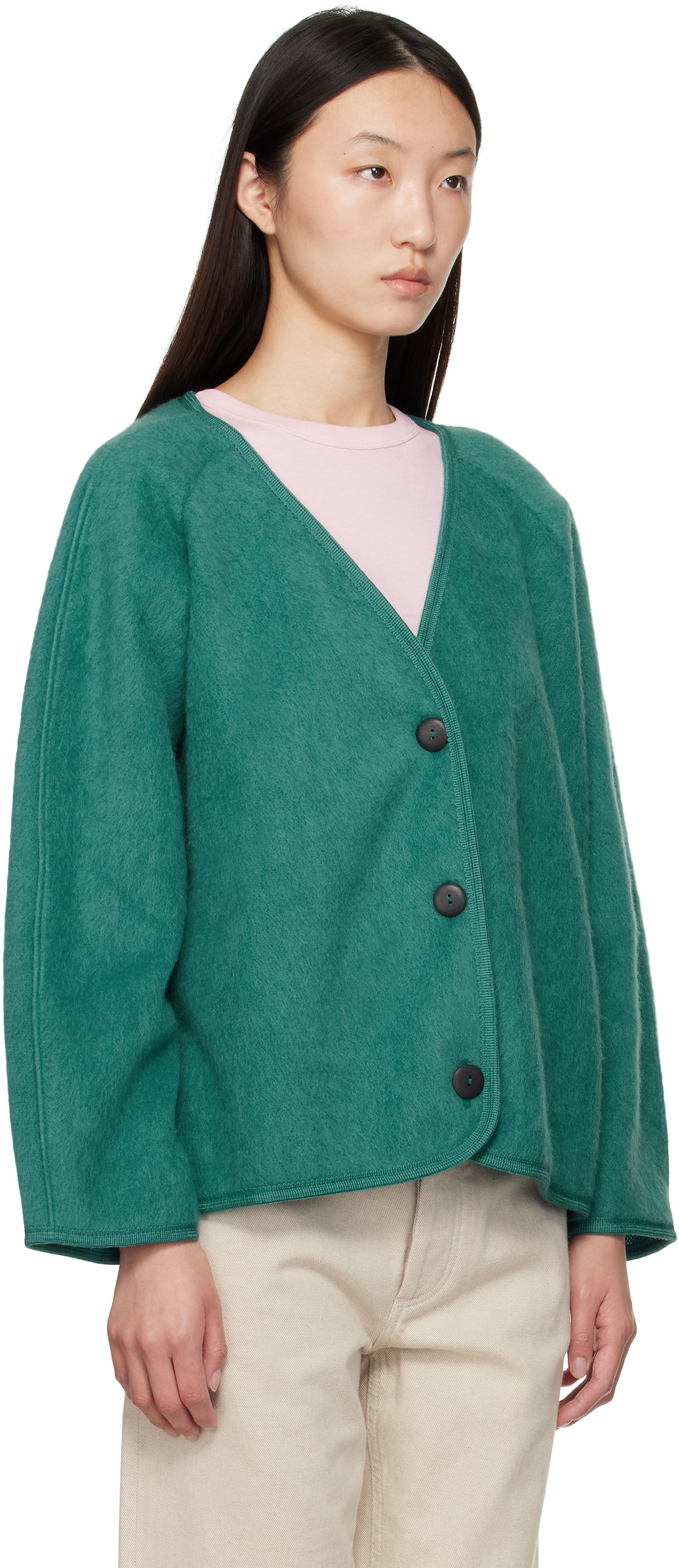 Яке Baserange Fortu V-Neck Button-Up Cardigan Jacket Зелено | OUFJ-BW-AU25, 1