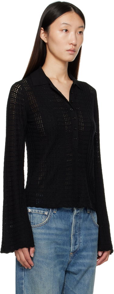 Поло тениска Loulou de Saison Loulou de Saison Tiha Knit Polo Черно | TIHA, 1