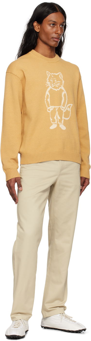 Пуловер MAISON KITSUNÉ Maison Kitsuné Dressed Fox Intarsia Sweater Жълто | OM00802KT1030, 3