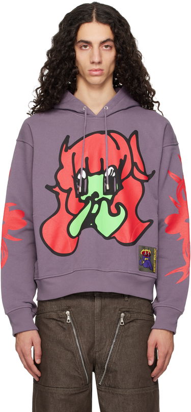 Суитчър Chopova Lowena Bashful Graphic Pullover Hoodie with Sleeve Print Лилаво | 5269, 0