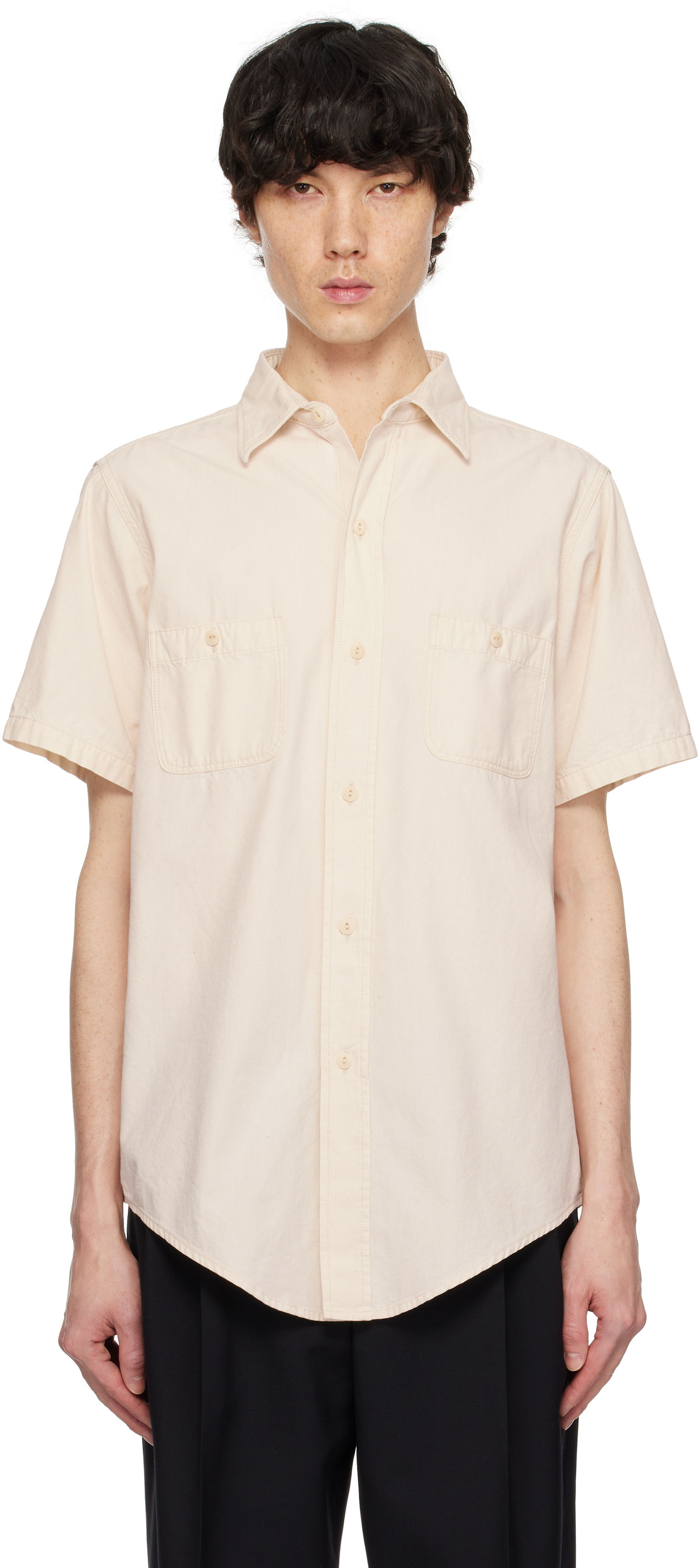 Риза Maison Margiela Maison Margiela Chambray Short Sleeve Shirt Бежово | S50DR0010 M30022, 0