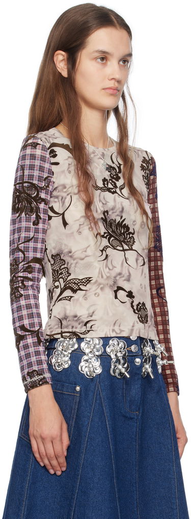 Тениска Chopova Lowena Elaine Long Sleeve Floral T-Shirt Кафяво | 2253, 1