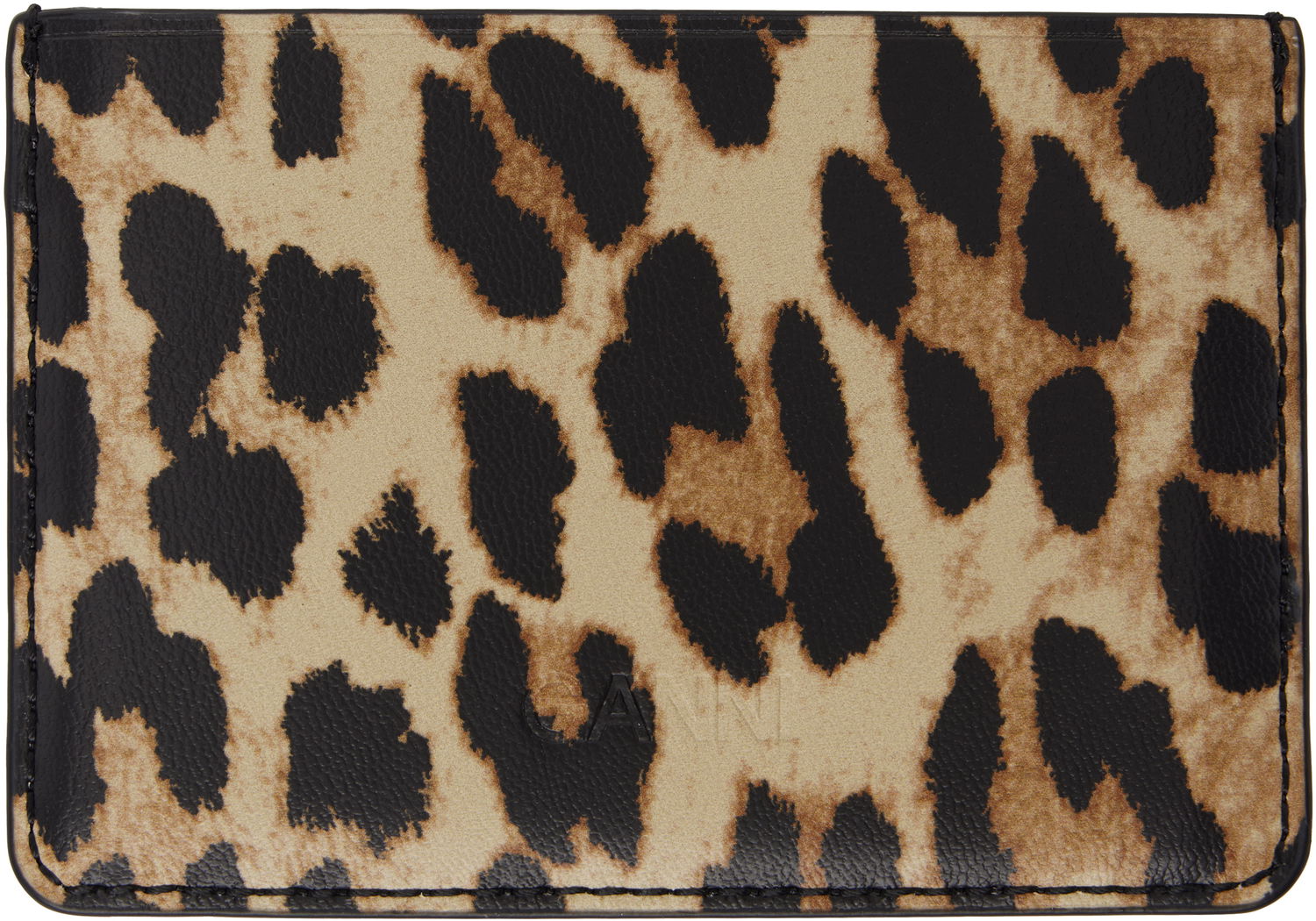 Портфейл GANNI GANNI Bou Leopard Print Card Holder Бежово | A6541, 1
