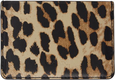 Портфейл GANNI GANNI Bou Leopard Print Card Holder Бежово | A6541, 1