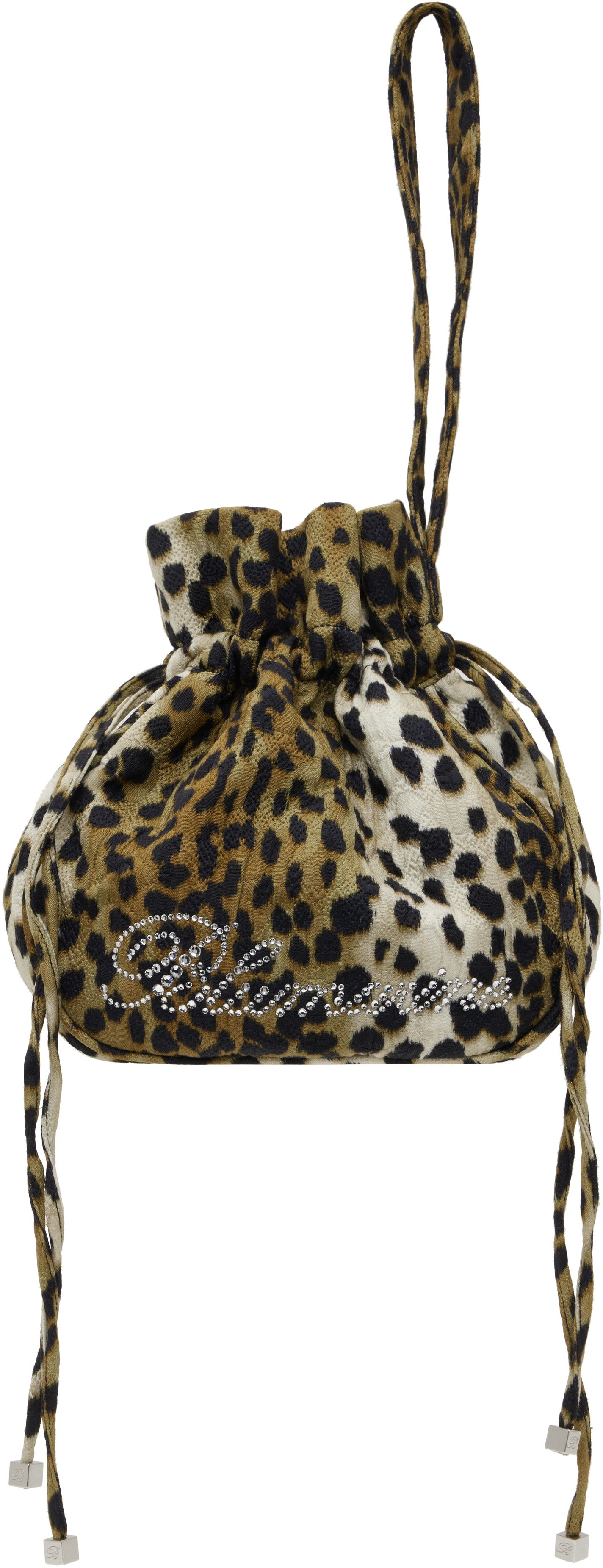 Дамска чанта Blumarine Blumarine Satin Rhinestone Logo Pouch Кафяво | P5HHW092A, 0