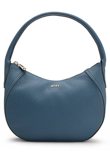 Дамска чанта BOSS Leather hobo bag with logo detail Синьо | 50547946, 0